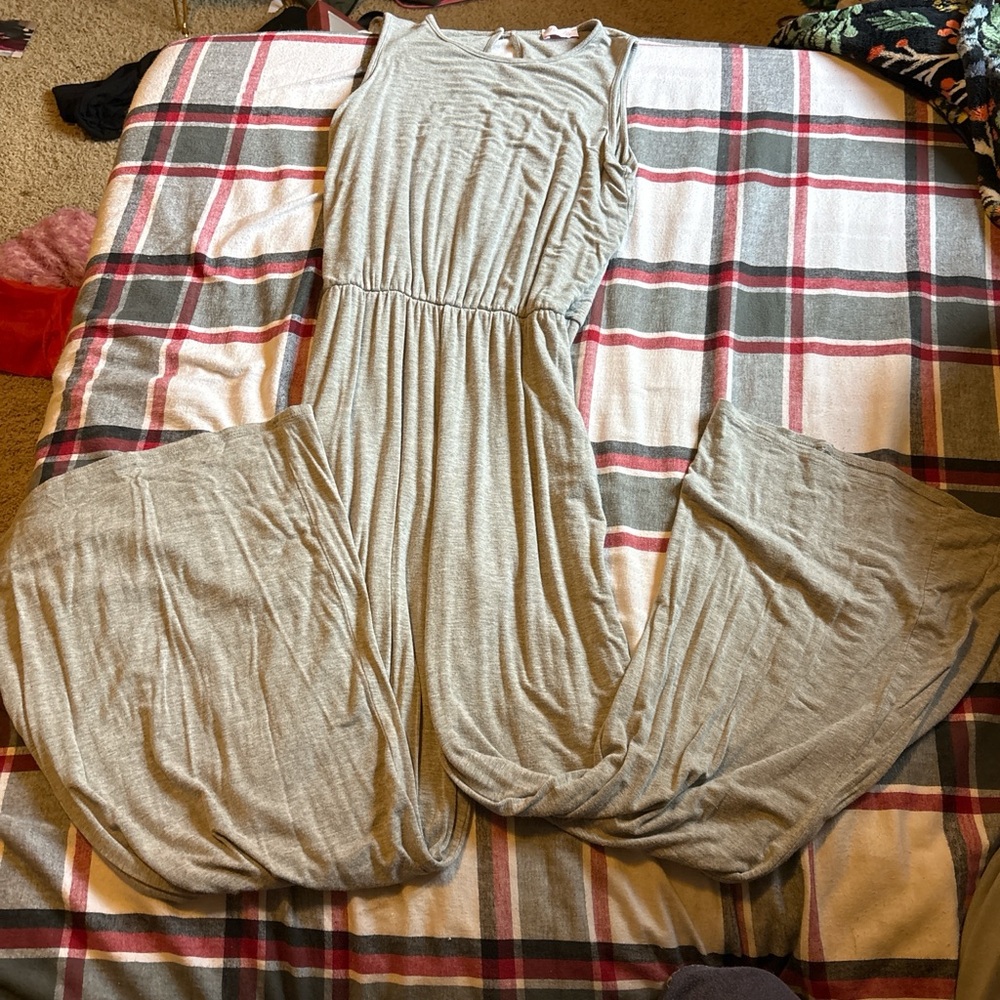 Pink Lily Gray Wide Leg Jumpsuit